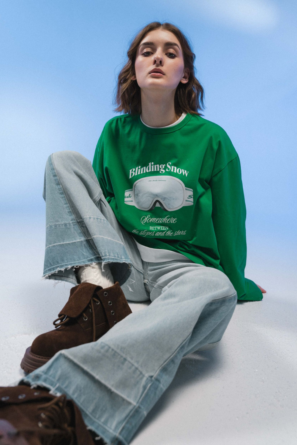 ЛОНГСЛИВ С ПРИНТОМ ГОРНЫЕ ЛЫЖИ