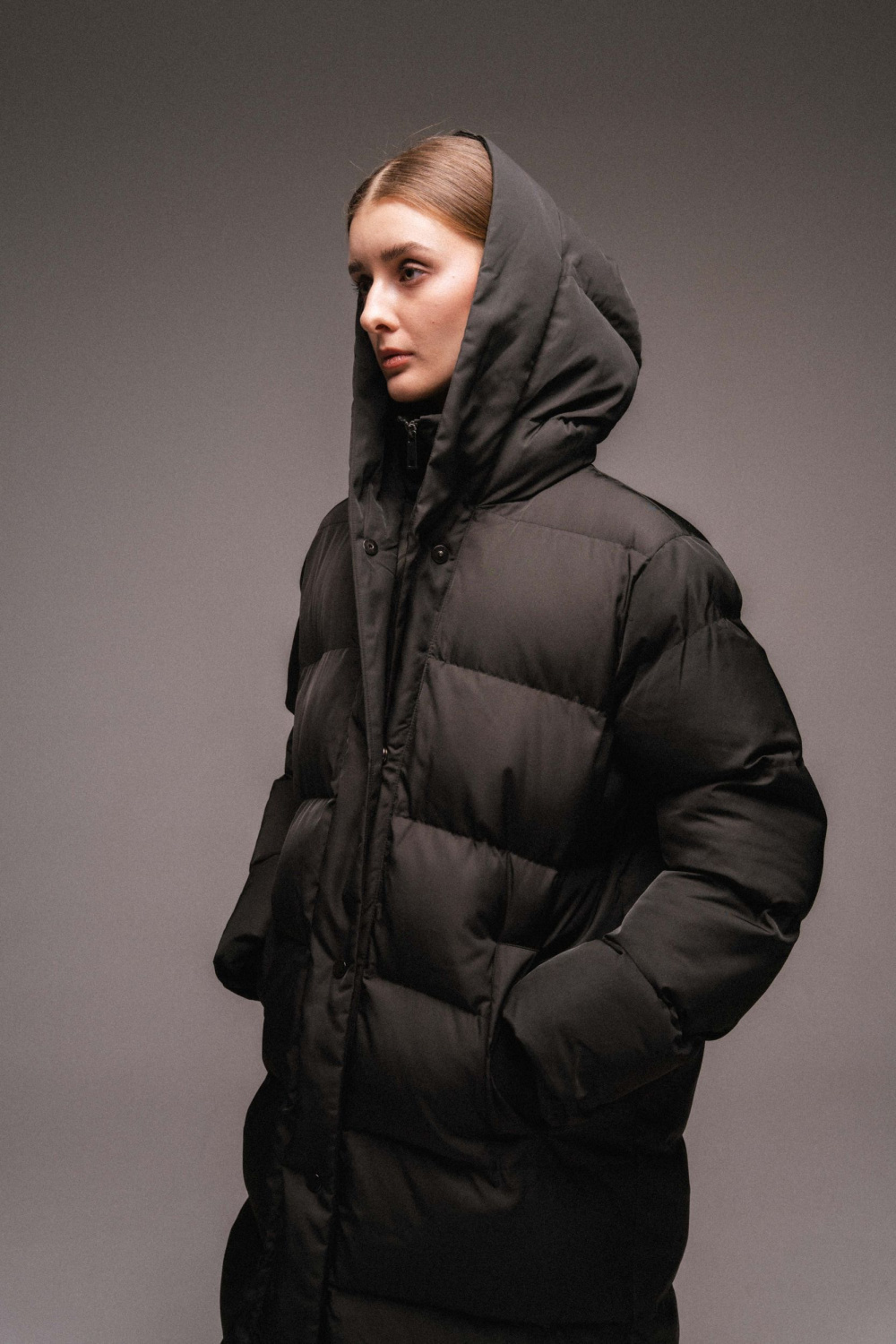 ПУХОВИК ДЛИННЫЙ С КАПЮШОНОМ