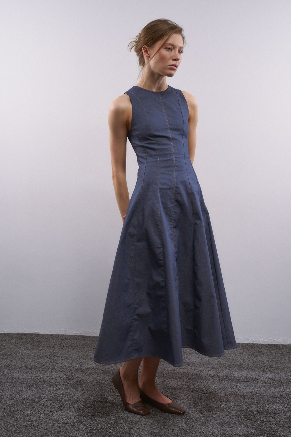 ПЛАТЬЕ МИДИ С КОНТРАСТНОЙ СТРОЧКОЙ