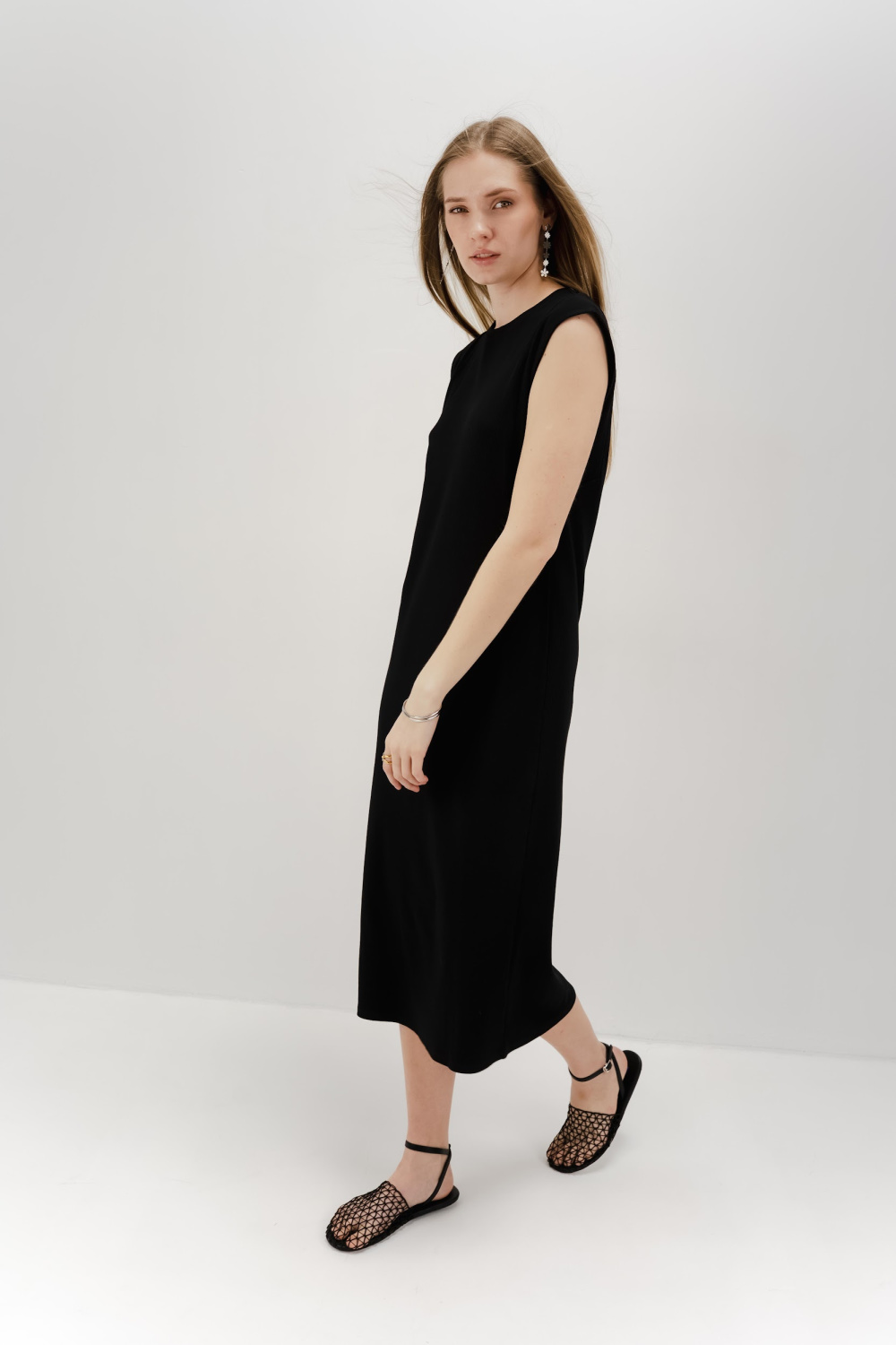 ПЛАТЬЕ МИДИ ИЗ ЭЛАСТИЧНОГО ХЛОПКА