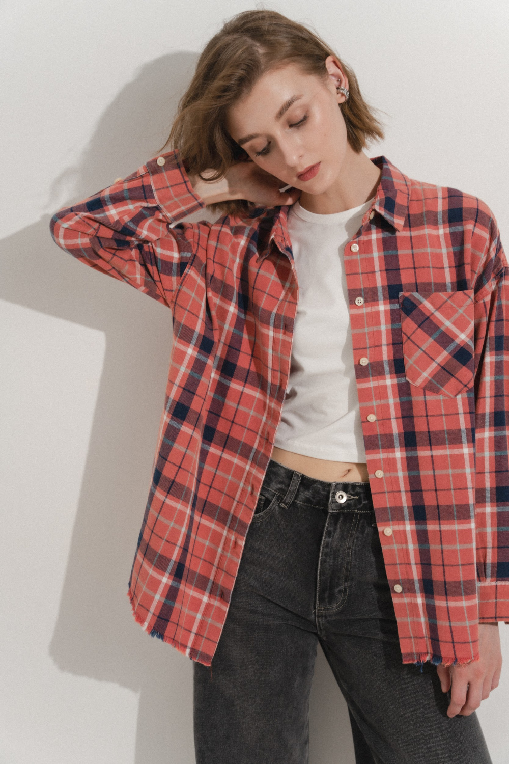 РУБАШКА FADED-EFFECT В КЛЕТКУ ИЗ ХЛОПКА