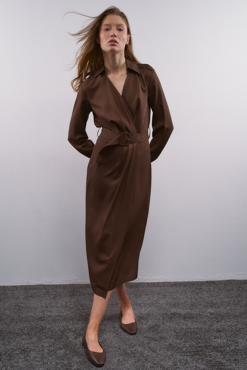 ПЛАТЬЕ МИДИ С ПОЯСОМ НА ЗАПАХ