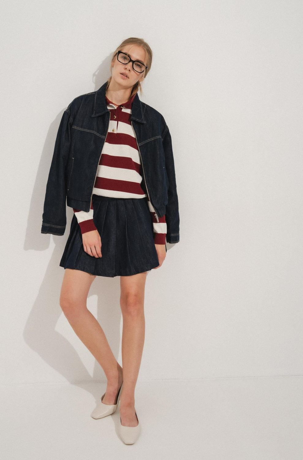 ЮБКА МИНИ ДЖИНСОВАЯ ПЛИССИРОВАННАЯ