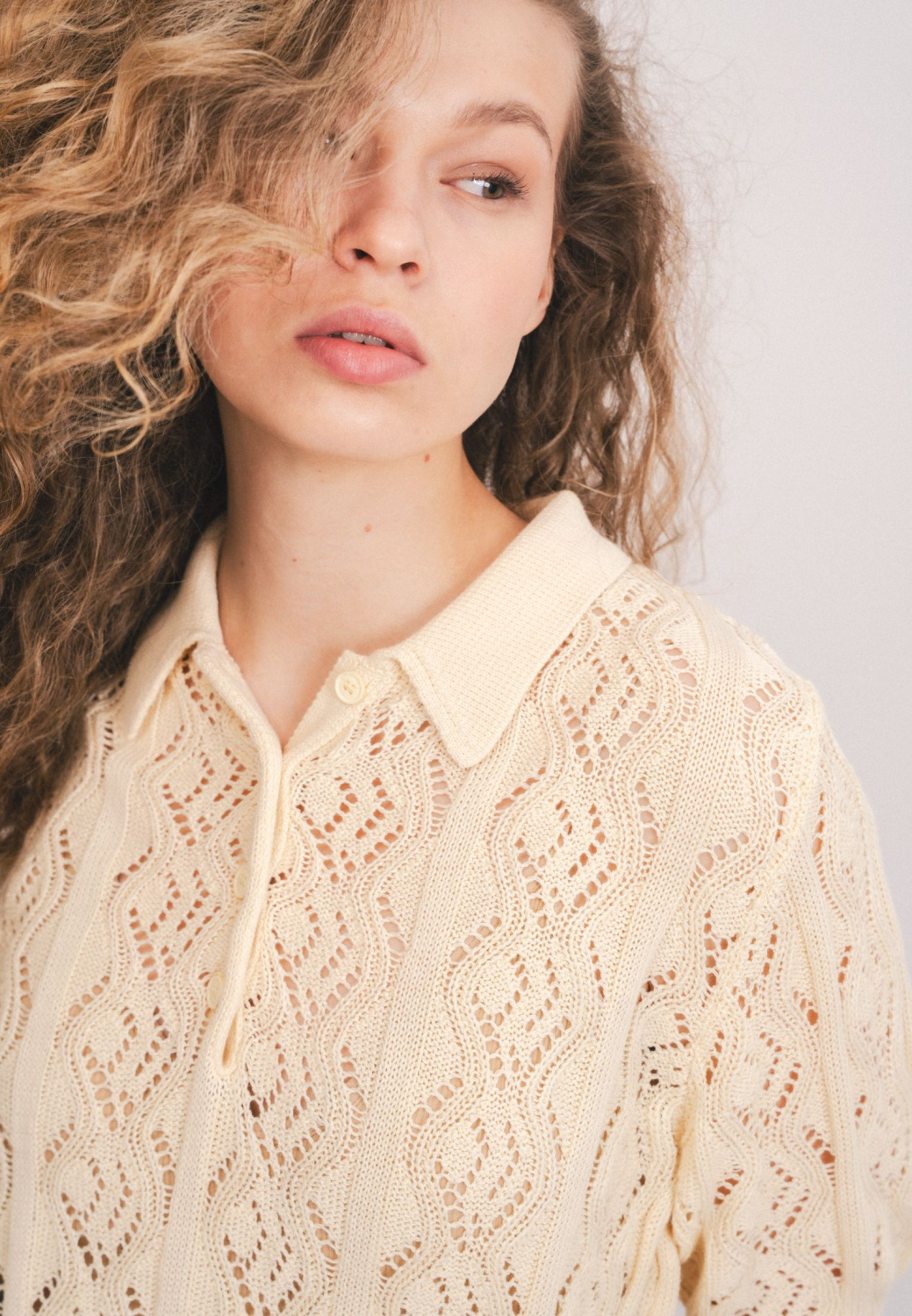 ДЖЕМПЕР ПОЛО  КРУЖЕВНОЙ С КОРОТКИМ РУКАВОМ