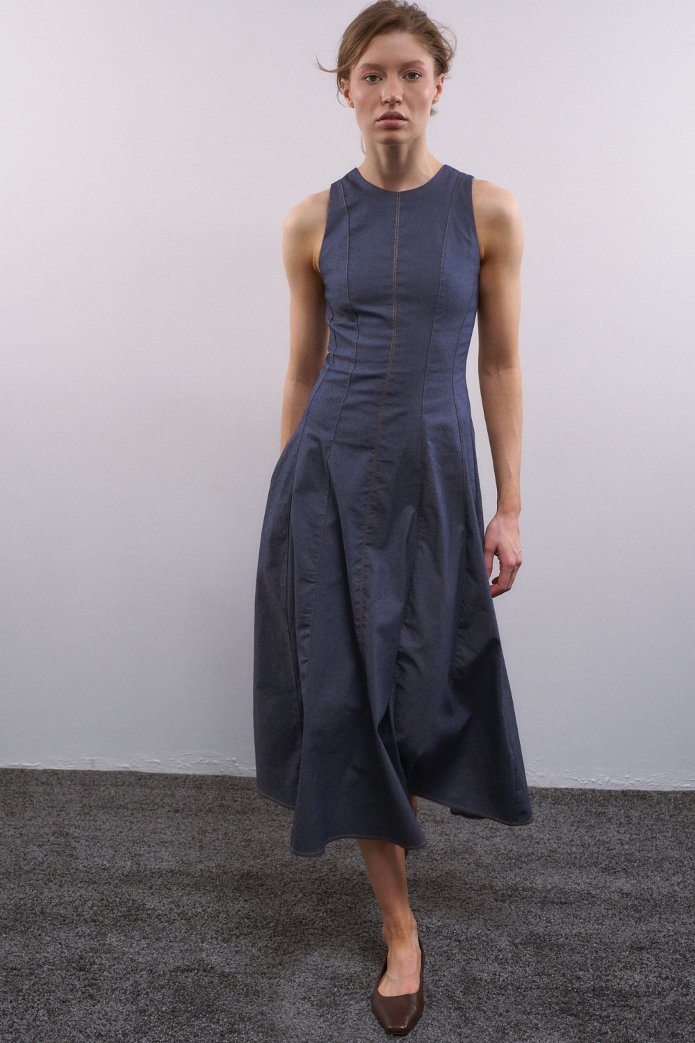 ПЛАТЬЕ МИДИ С КОНТРАСТНОЙ СТРОЧКОЙ