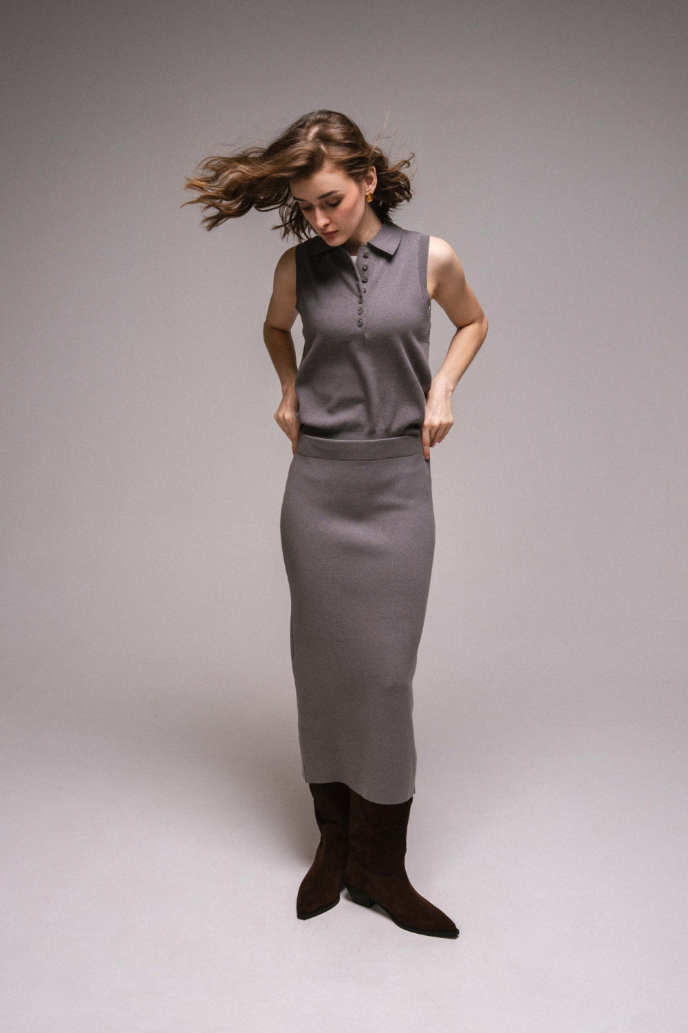 ЮБКА МИДИ ТРИКОТАЖНАЯ