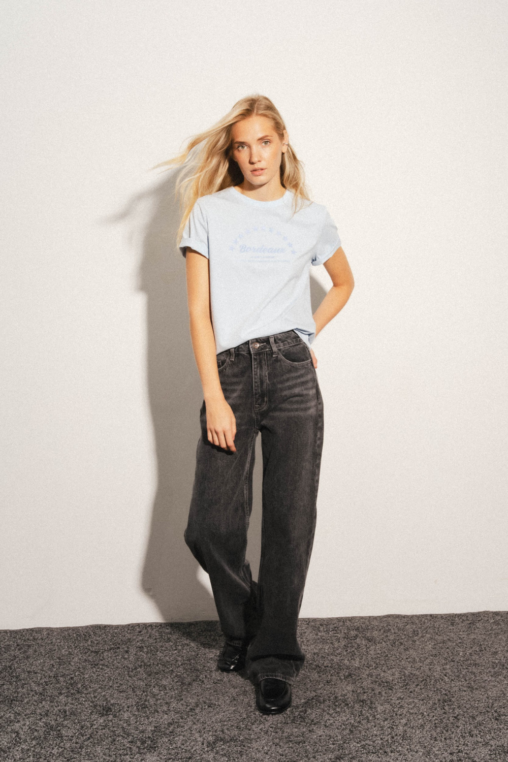 ДЖИНСЫ ПРЯМЫЕ С ВЫСОКОЙ ПОСАДКОЙ